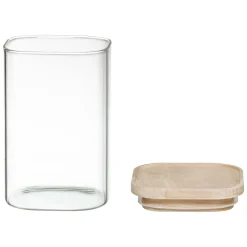4 bocaux verre empilables couvercle bois