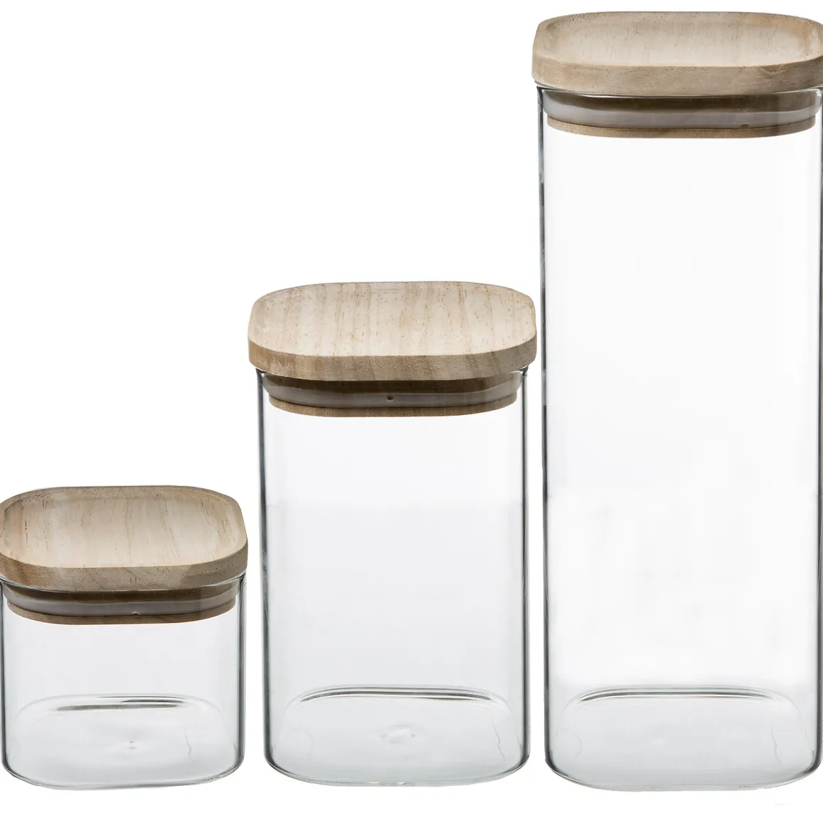 3 bocaux verre empilables couvercle bois
