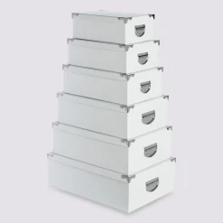 6 boîtes coin métal, Blanc