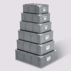 6 boîtes coin métal, Gris