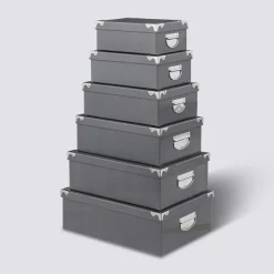 6 boîtes coin métal, Gris
