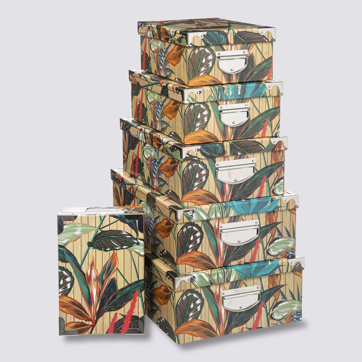 6 boîtes coin métal, Multicolore