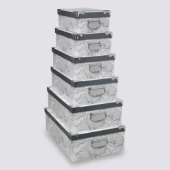6 boîtes coin métal, Noir et blanc
