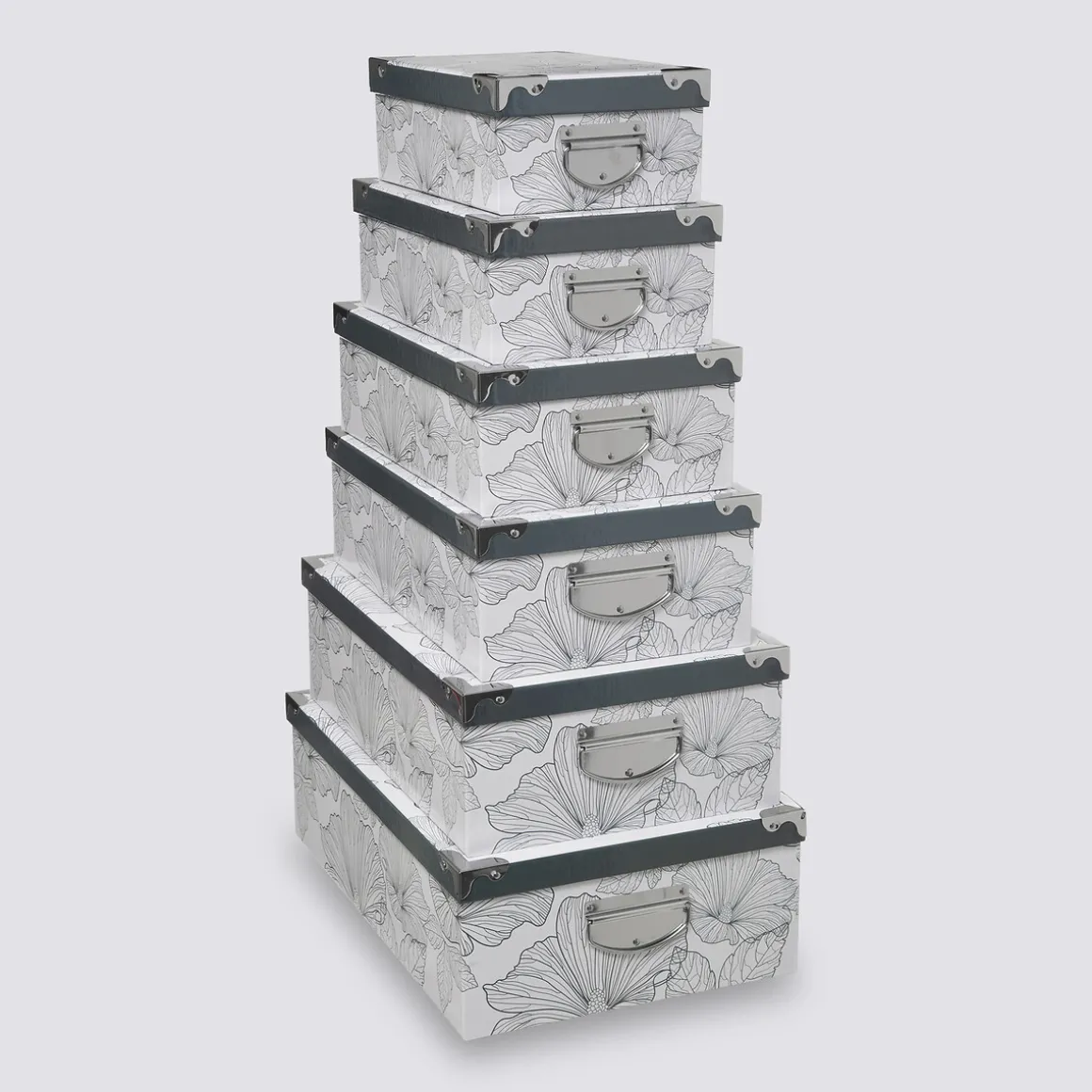 6 boîtes coin métal, Noir et blanc