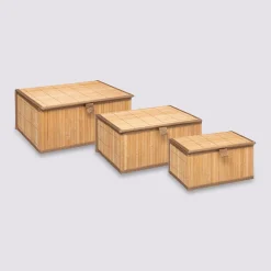3 boîtes de rangement, Bambou