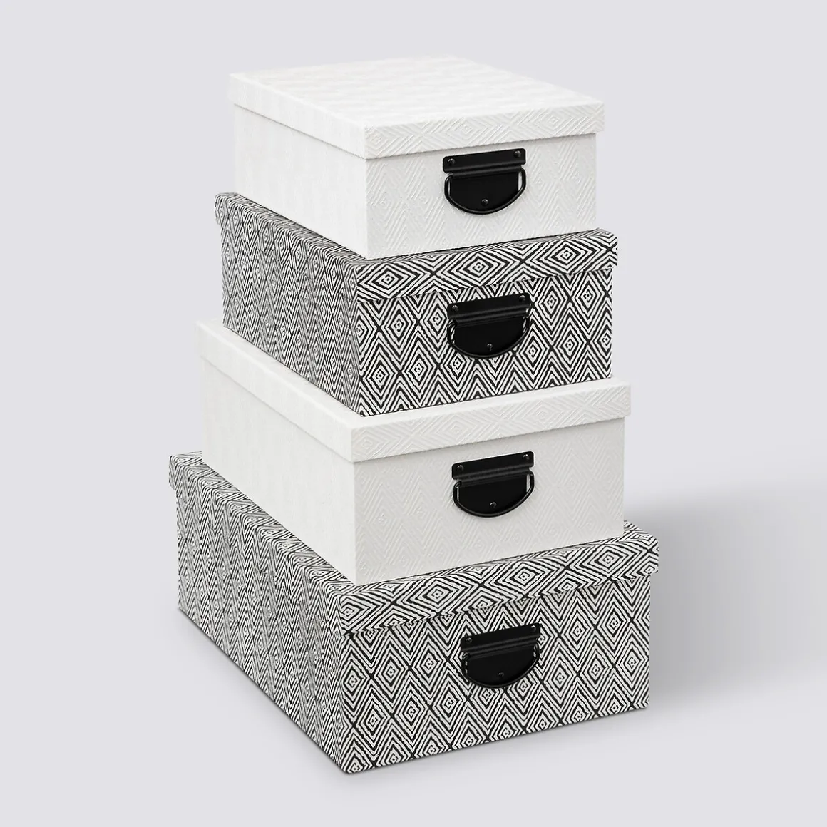 4 boîtes de rangement, Noir et blanc