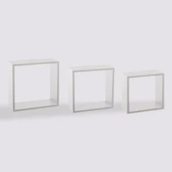 3 grandes étagères murales cube, Blanc