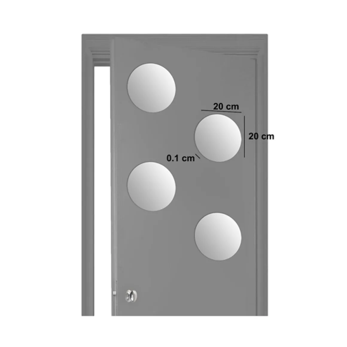 4 miroirs adhésifs ronds, D.20 cm