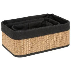 3 paniers en tissu, Bambou et noir
