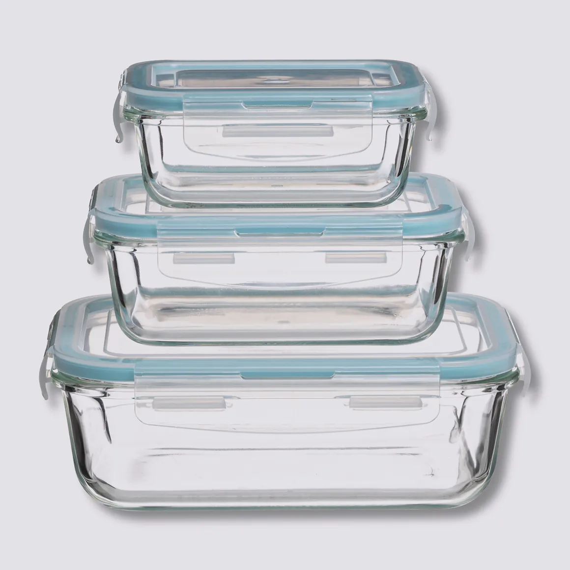 3 petites boîtes rect de conservation verre