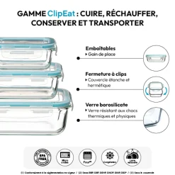 3 petites boîtes rect de conservation verre