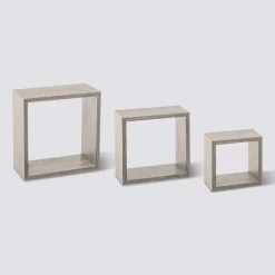 3 petites étagères murales cube, Effet chêne gris