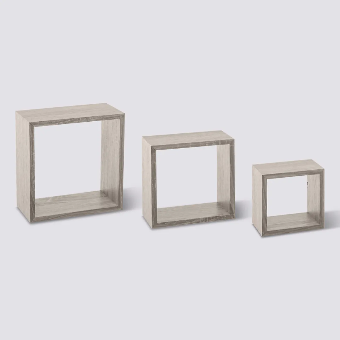 3 petites étagères murales cube, Effet chêne gris