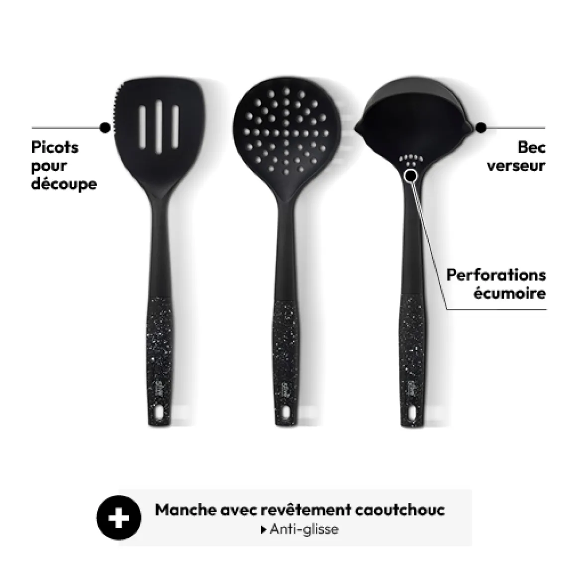 3 ustensiles de cuisine, Noir