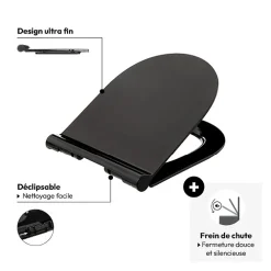 Abattant WC ultra fin, Noir