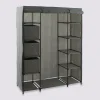 Armoire penderie 3 boîtes, tissu gris anthracite