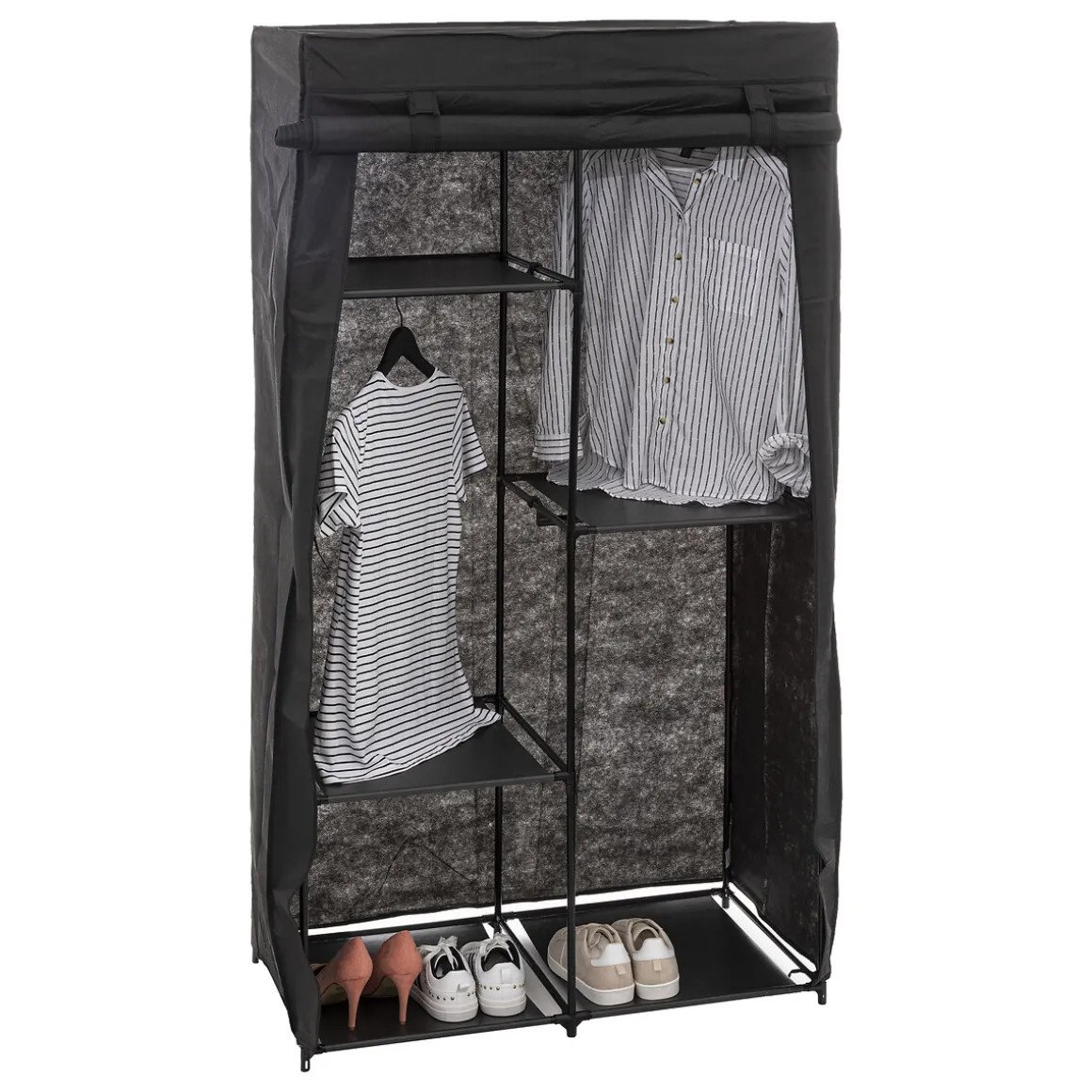 Armoire penderie modulable, tissu noir