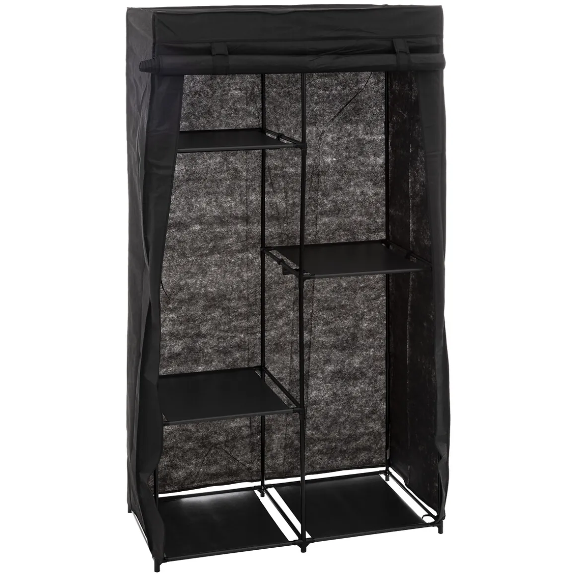 Armoire penderie modulable, tissu noir