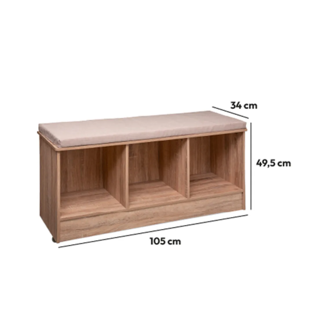 Banc 3 cases, Effet chêne naturel