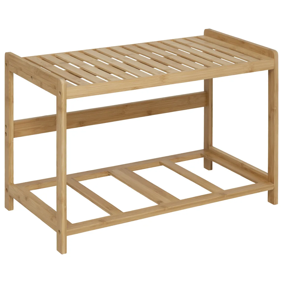 Banc de rangement avec 2 paniers, bambou