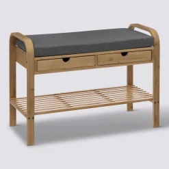 Banc range-chaussures avec tiroirs, Bambou