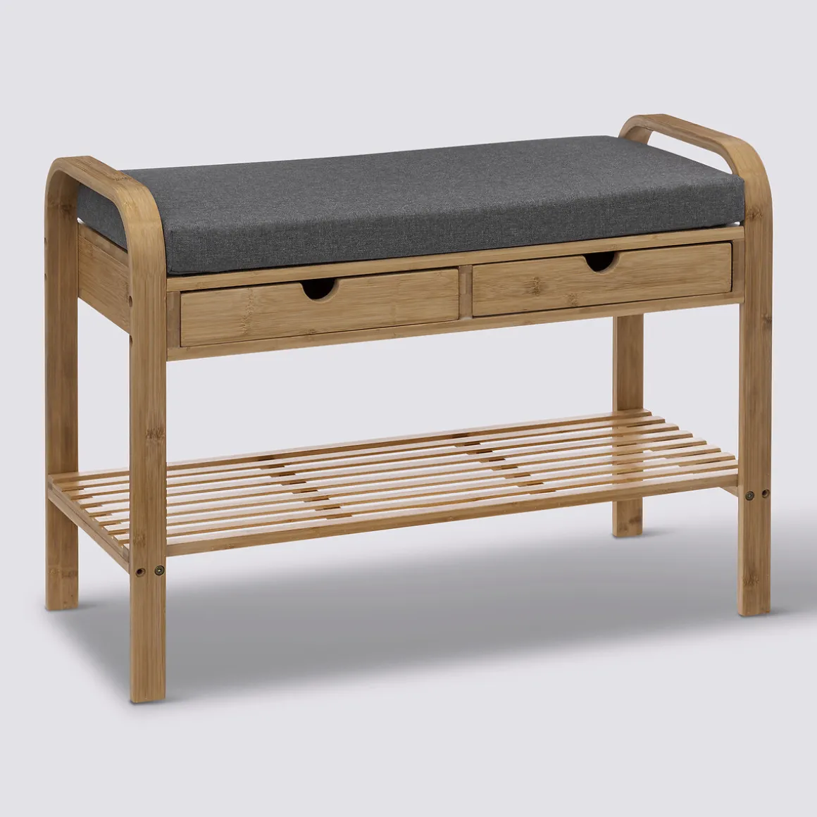 Banc range-chaussures avec tiroirs, Bambou