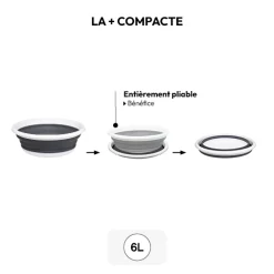 Bassine retractable 8L - Blanc, Gris clair
