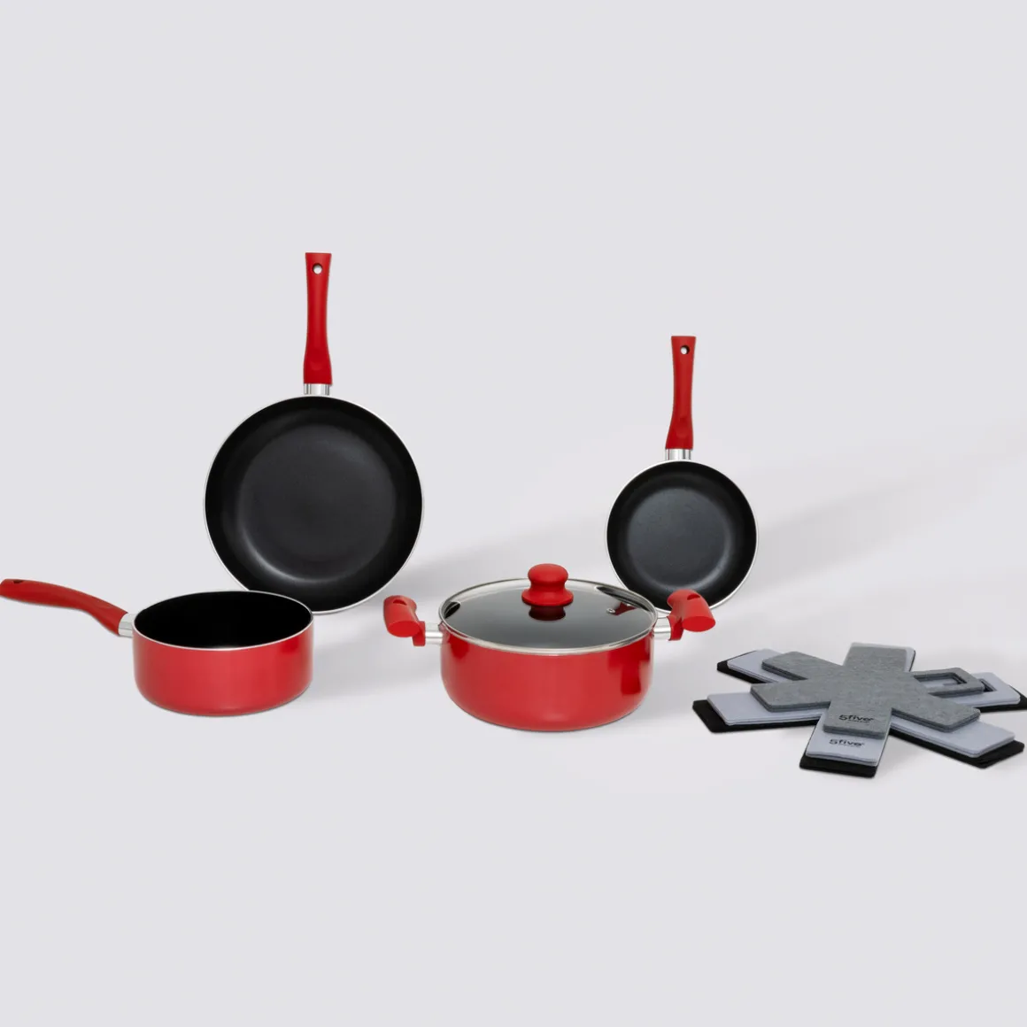 Batterie de cuisine en aluminium, 4 pièces + 6 protections