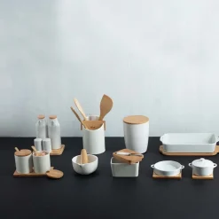 Beurrier céramique avec couteau, Blanc