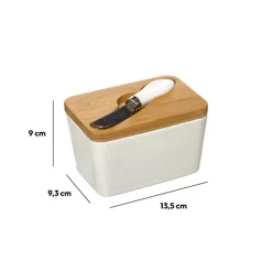 Beurrier céramique avec couteau, Blanc