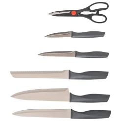 Bloc de 5 couteaux et ciseau, Gris