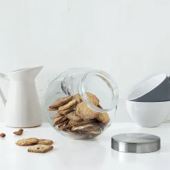 Bocal verre à bonbons couvercle inox 2,1L