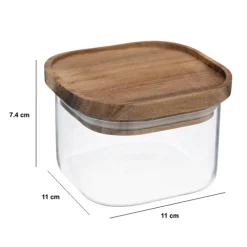 Bocal verre avec couvercle hermétique acacia, 0,4L
