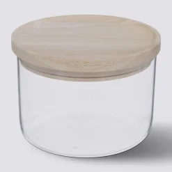 Bocal verre avec couvercle hermétique hévéa, 0,65L