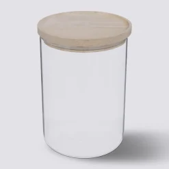 Bocal verre avec couvercle hermétique hévéa, 1,6L