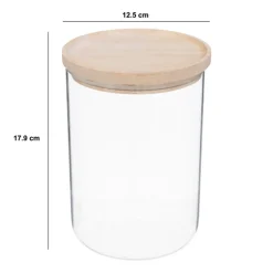 Bocal verre avec couvercle hermétique hévéa, 1,6L