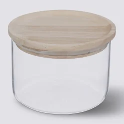 Bocal verre avec couvercle hermétique hévéa, 0,3L