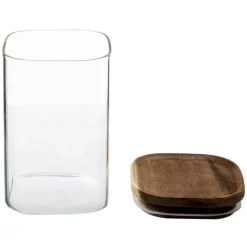 Bocal verre couvercle acacia 1L