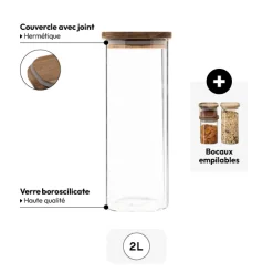 Bocal verre couvercle acacia 2L