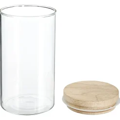 Bocal verre couvercle bois 1L