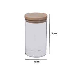 Bocal verre couvercle bois 1L