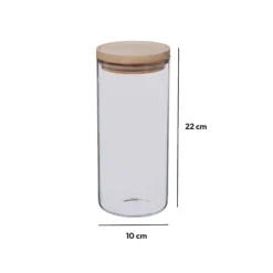 Bocal verre couvercle bois 1,3L