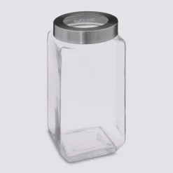 Bocal verre couvercle contour acier 2L