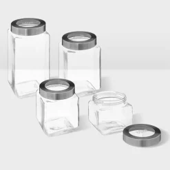 Bocal verre couvercle contour acier 2L