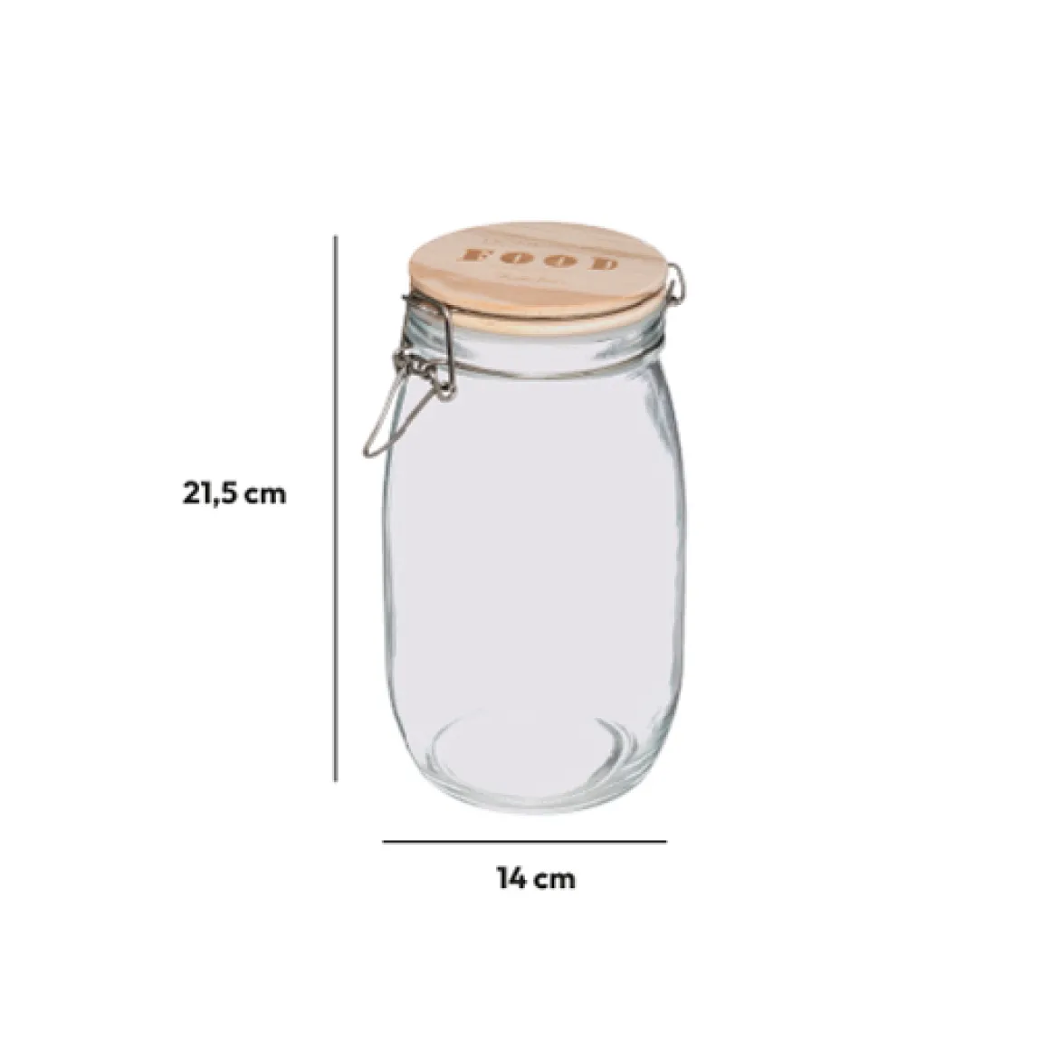 Bocal verre couvercle pin, 1,5L