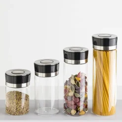 Bocal verre couvercle push inox 0,7L