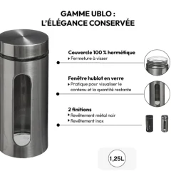 Bocal verre et inox 1,25L