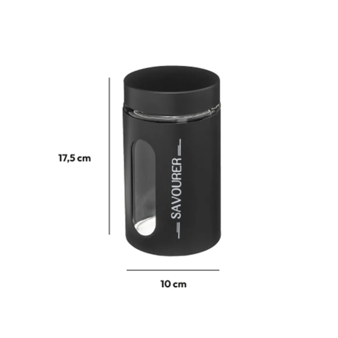 Bocal verre et métal 0,9L, Noir