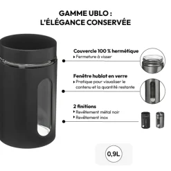 Bocal verre et métal 0,9L, Noir