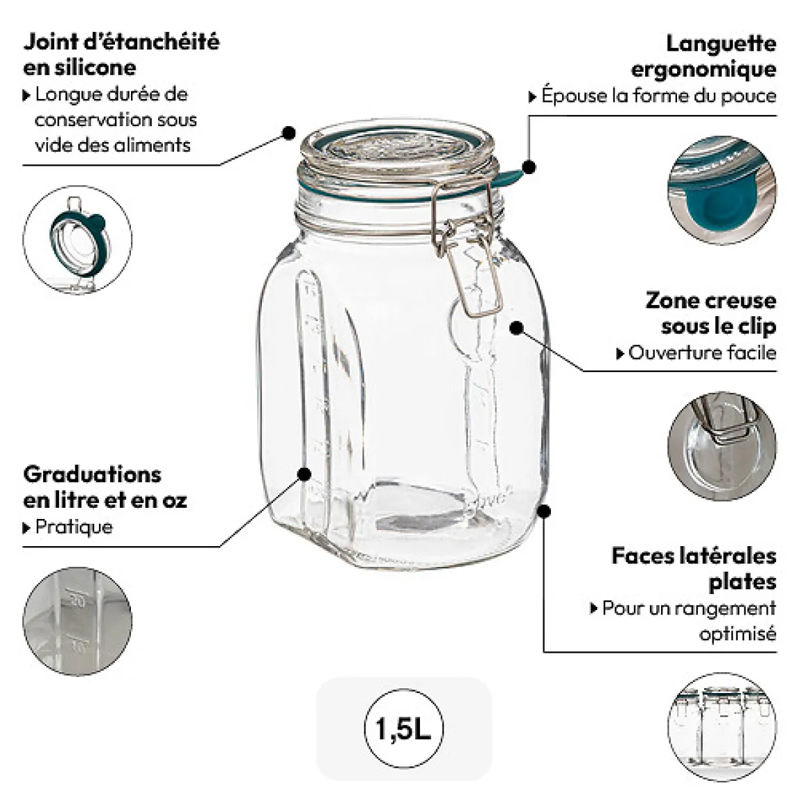 Bocal verre 1,5L